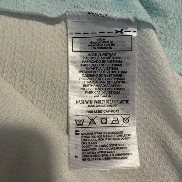 Adidas Primeblue Women Top Light Blue White Colorblock Athletic T Shirt Size M - Picture 12 of 16